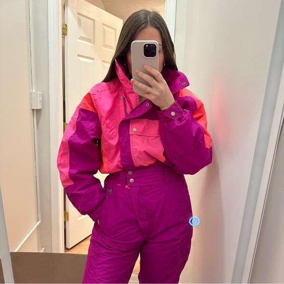 Inside Edge Women’s Vintage One Piece Snow Ski Suit Magenta Pink Orange sz Med - Picture 4 of 16
